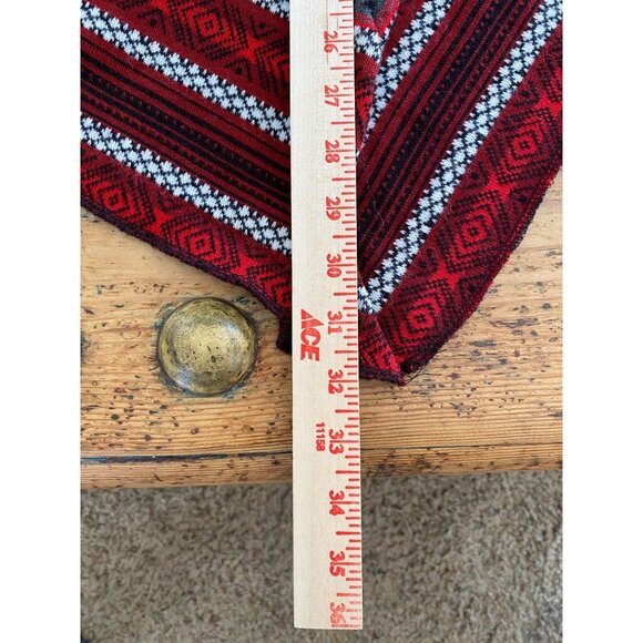 Le Moda Black Poncho With Red & Gray Knit Trim Asymmetrical Style One Size - Picture 8 of 8